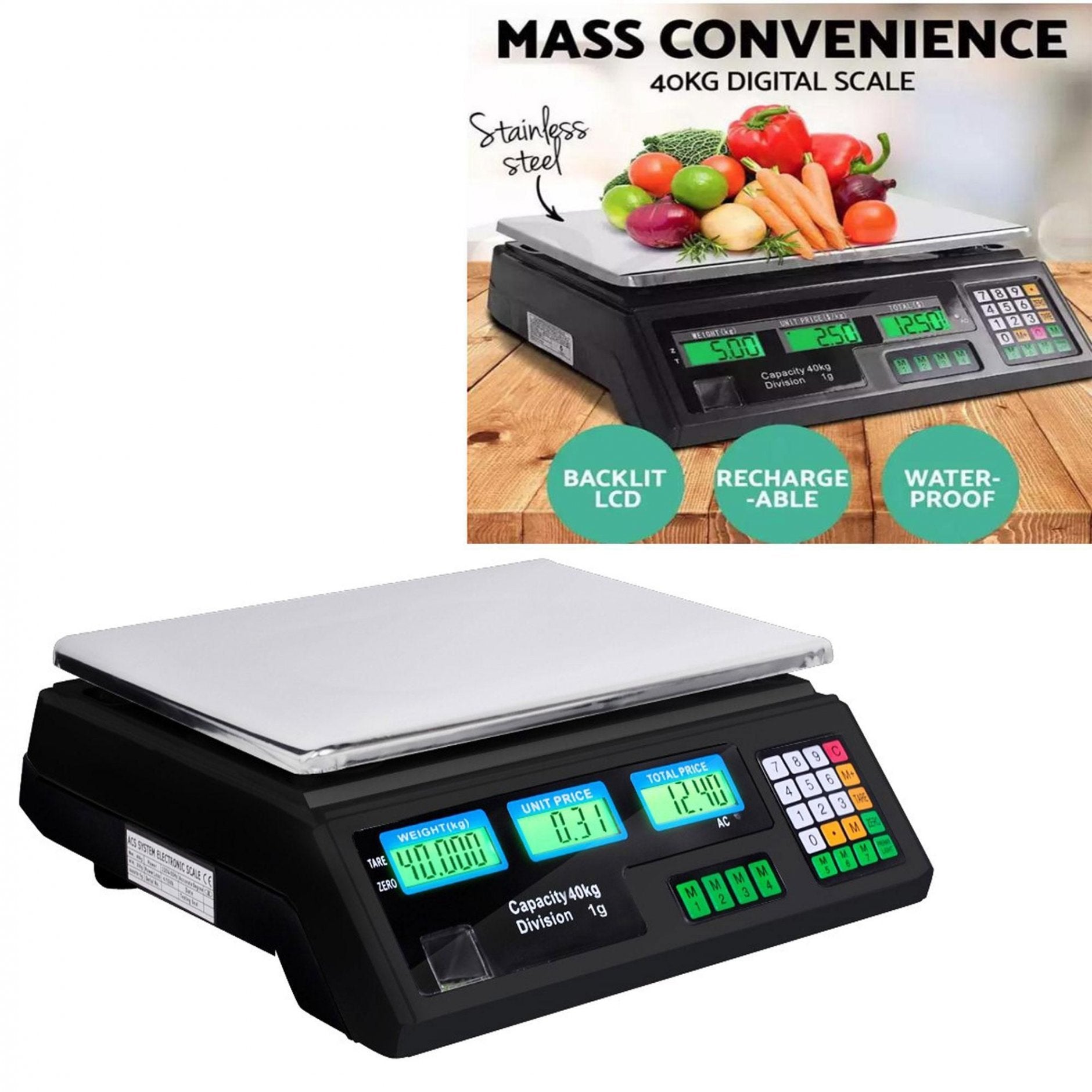 Digitalna Vaga 40kg – Precizna Elektronska Vaga 0–40kg | LCD Displej, Za Pijacu, Radnju i Domaćinstvo