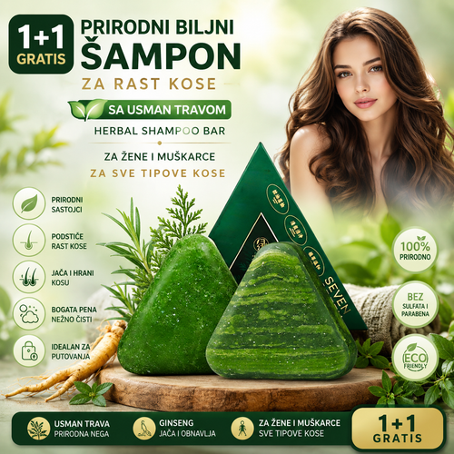 1+1 GRATIS BioHair Usman Herbal Shampon Bar – Prirodni Biljni Šampon za Brži Rast Kose, Protiv Opadanja i Jačanje Kose za Žene i Muškarce