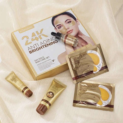 24K Zlatni Set za Negu Lica – Serum, Peel Off Maska i Maska za Oči | Hidratacija, Protiv Bora i Čišćenje Pora