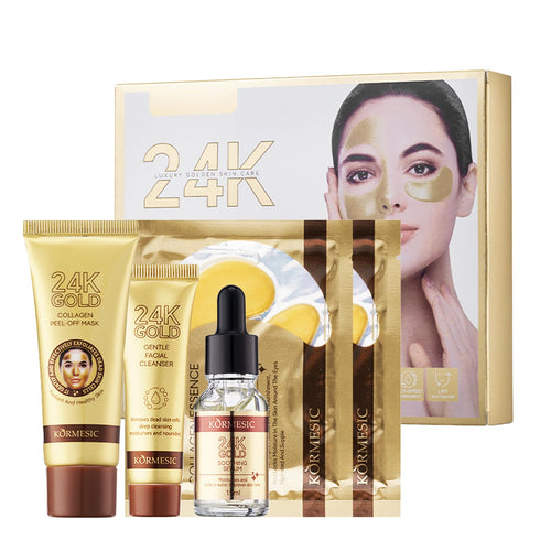 24K Zlatni Set za Negu Lica – Serum, Peel Off Maska i Maska za Oči | Hidratacija, Protiv Bora i Čišćenje Pora