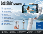 Profesionalni Gimbal za Telefon M1 – 3-Axis Stabilizator sa Bluetooth Kontrolom, 180° Rotacijom, Magnetnim LED Svetlom i Tripodom za Vlogovanje i Snimanje