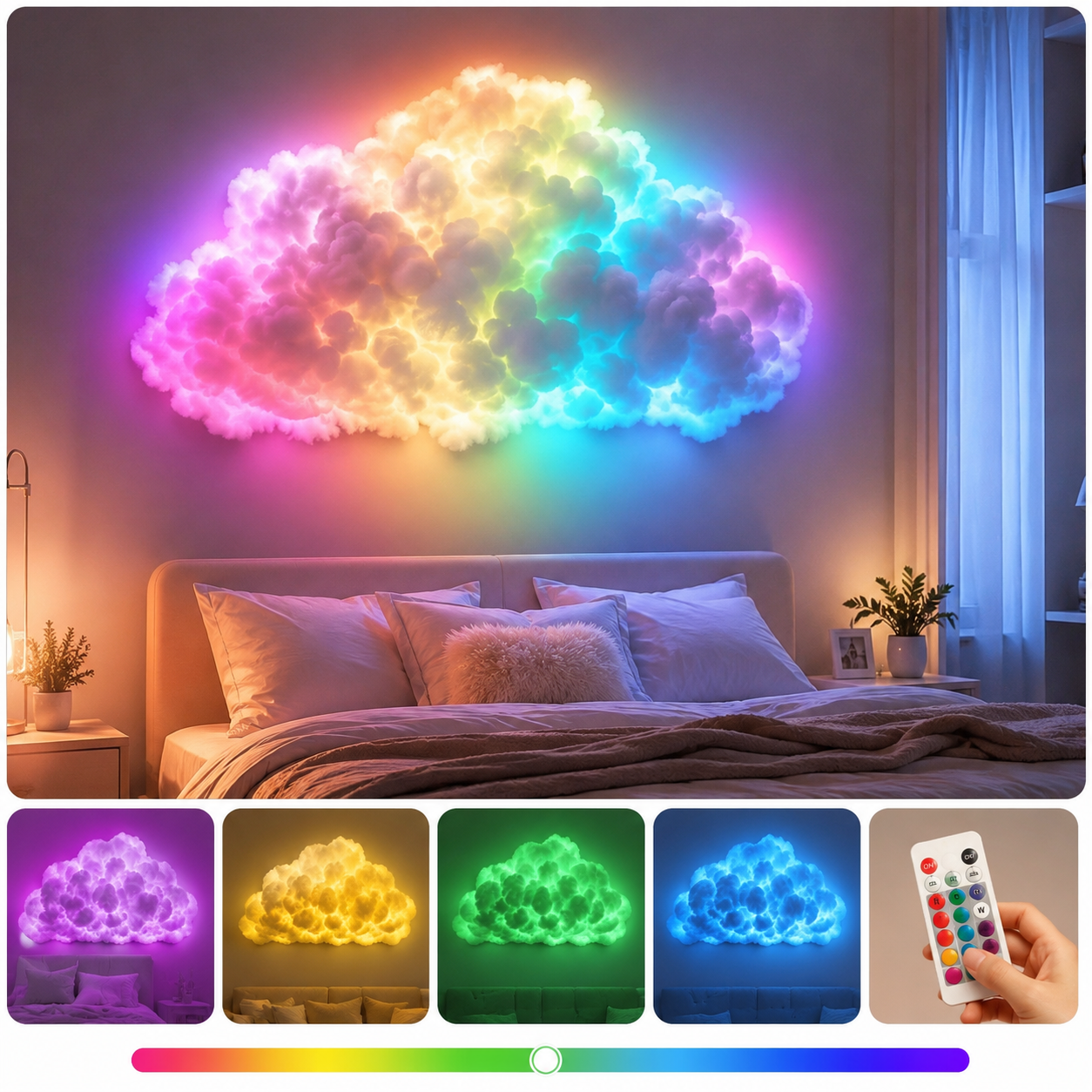 LED Oblak 3D RGB – Zidna Lampa za Gamer, Dečiju i Spavaću Sobu