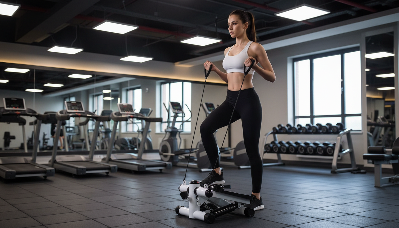 Mini Steper sa Elastičnim Trakama – Sprava za Kućni Fitness, Kardio i Mršavljenje
