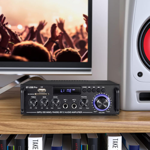 BT-298 Pro – HiFi Bluetooth Pojačalo 400W×2 sa MIC i FM Radiom