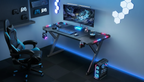 Gejmerski Sto LED RGB – Moderan Gaming Desk sa Držačem za Slušalice i Piće