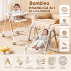 Bambino Hranilica za Bebe i Decu sa Ljuljaškom – Sklopiva Hranilica sa Točkićima, Podesivim Naslonom i Tacnom za Hranjenje