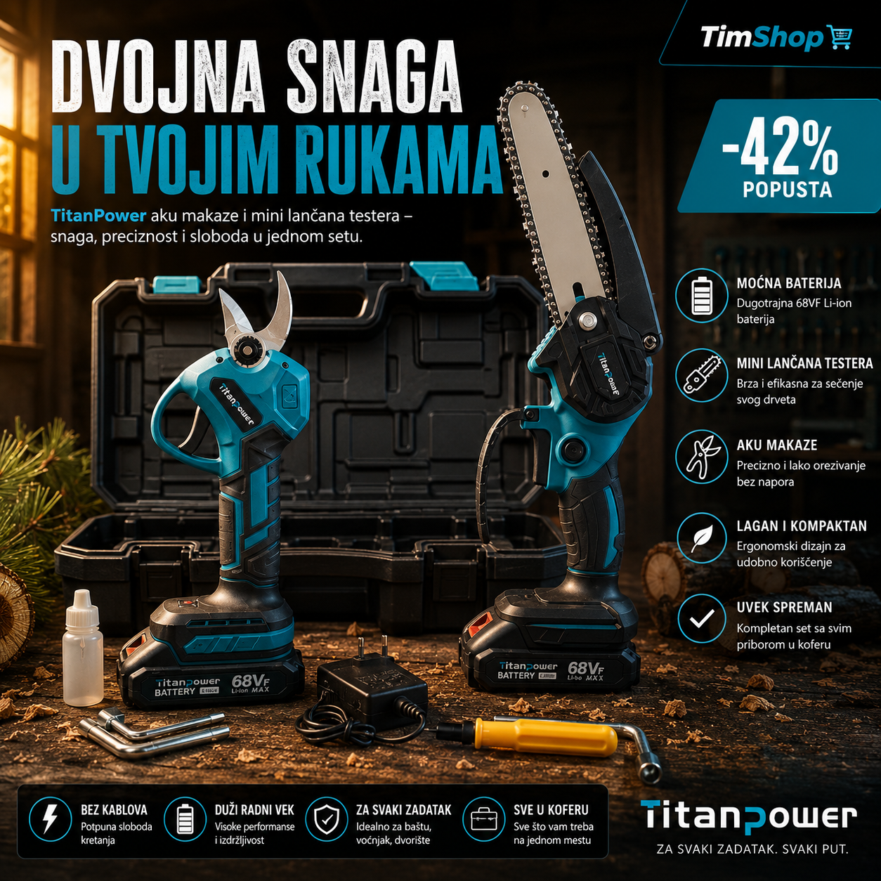Aku set Testera i Makaze 88v dve baterije