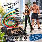 Elastične Trake za Vežbanje 11 Delova – Gume za Trening i Istezanje do 88 kg sa Ručkama