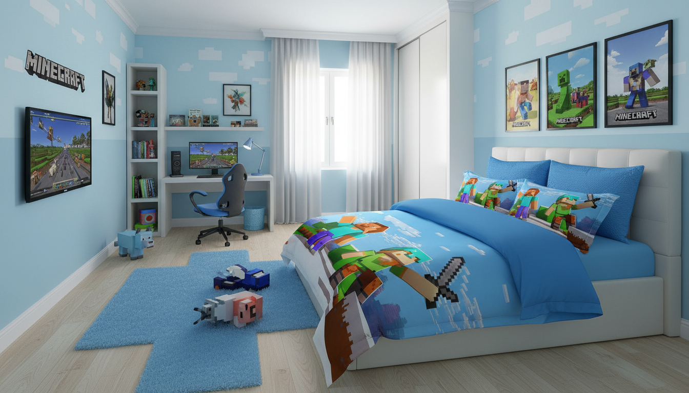 Dečija Minecraft Posteljina – 5D Dizajn, Mekana i Topla