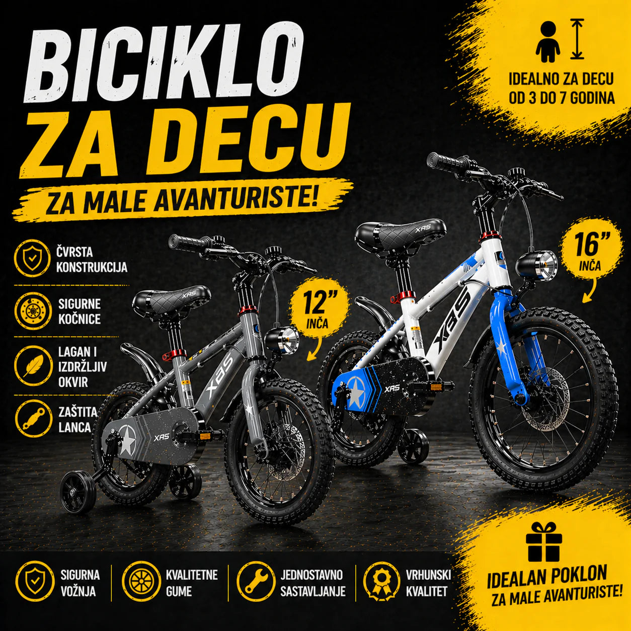 TYRON Dečiji Bicikl 12/16” – Udoban, Stabilan i Idealan za Početnike