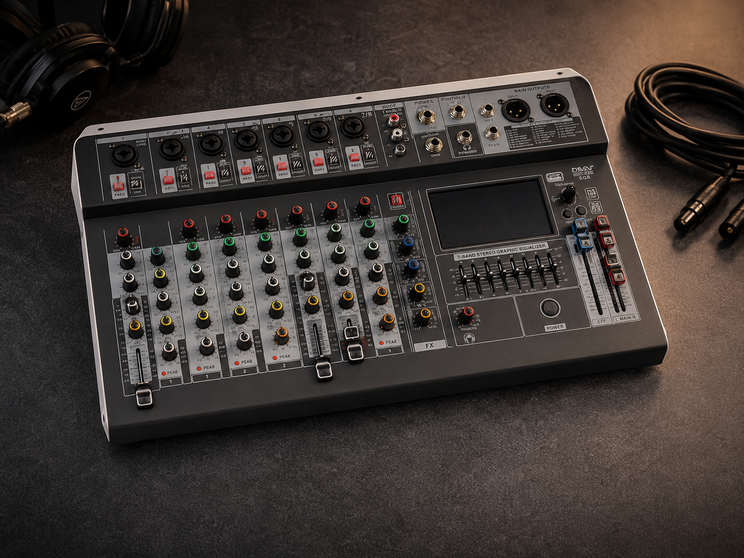EQ-8 Audio Mikseta 8 Kanala sa Bluetooth, USB MP3, 48V Phantom Power, Graphic Equalizerom i DSP Efektima