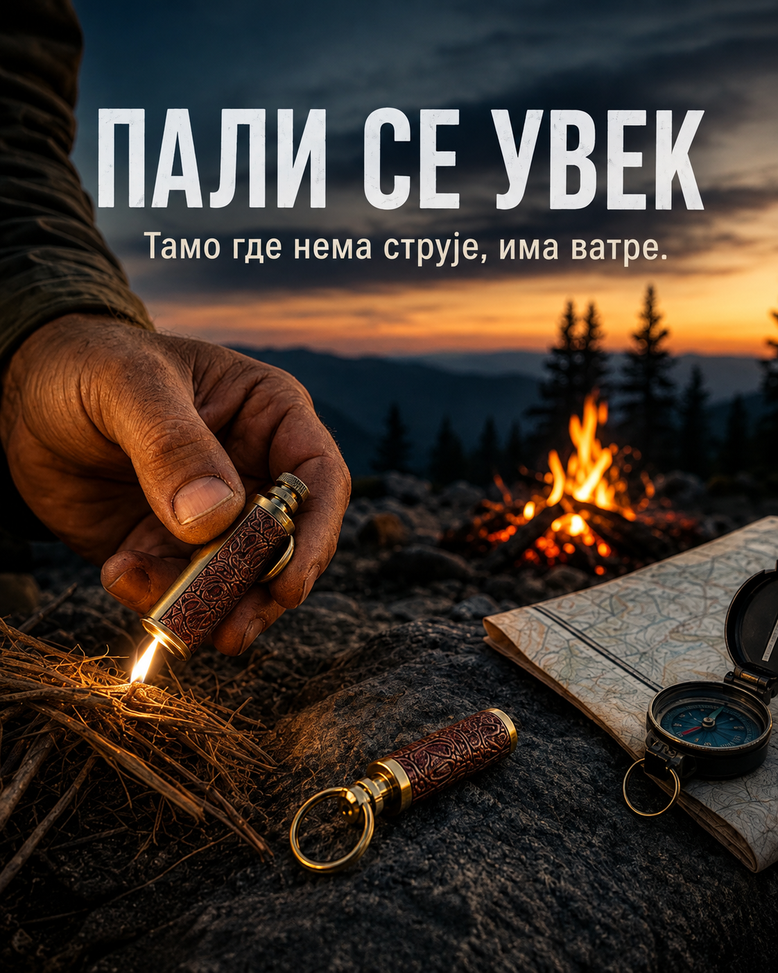 Električni Punjivi Kremeni Upaljač – Privezak za Ključeve za Kampovanje, Planinarenje i Outdoor