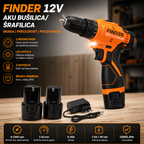 Finder Aku Bušilica/Šrafilica 12V – Kompaktna i Snažna sa 2 Baterije