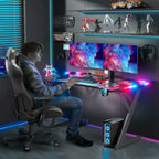 Gejmerski Sto LED RGB – Moderan Gaming Desk sa Držačem za Slušalice i Piće