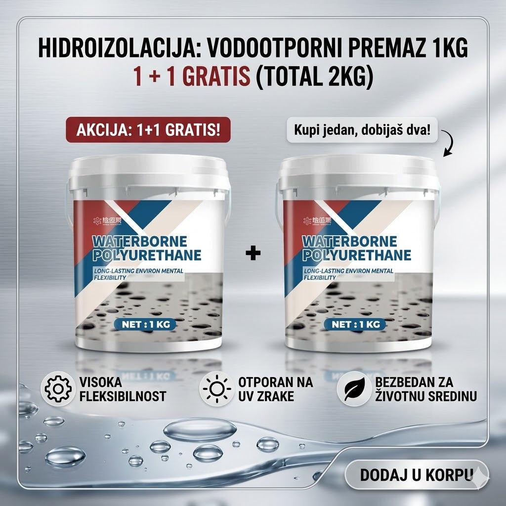 Hidroizolacija Vodootporni Premaz 1kg Poliuretan – Trajna Zaštita od Vlage, Kiše i Pukotina