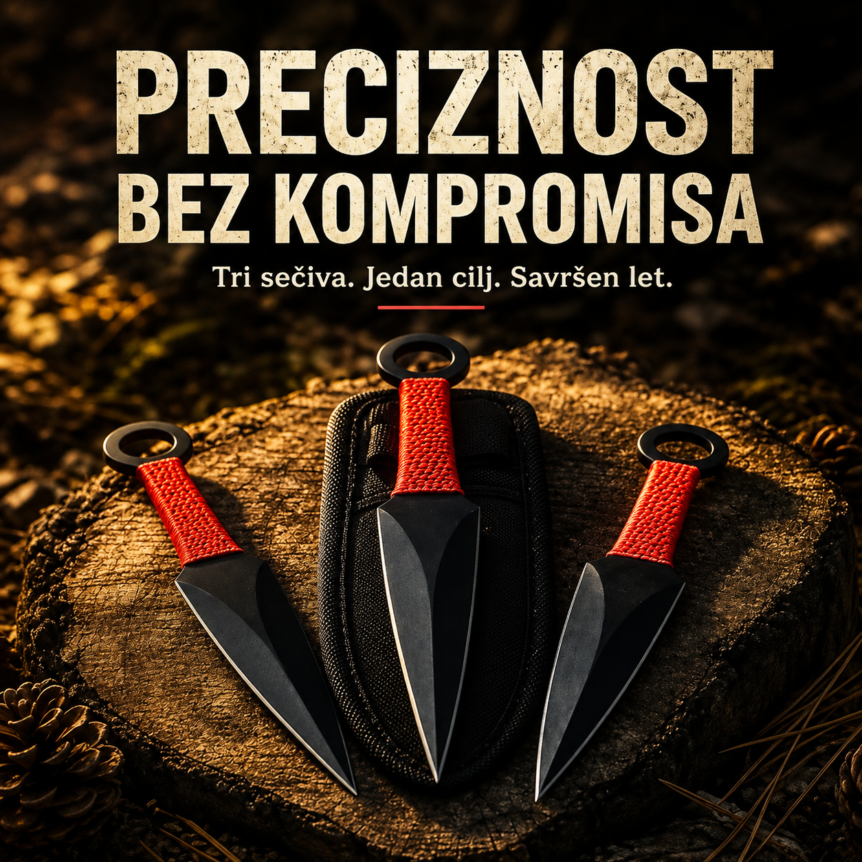Komplet noževa za bacanje 3 komada sa futrolom