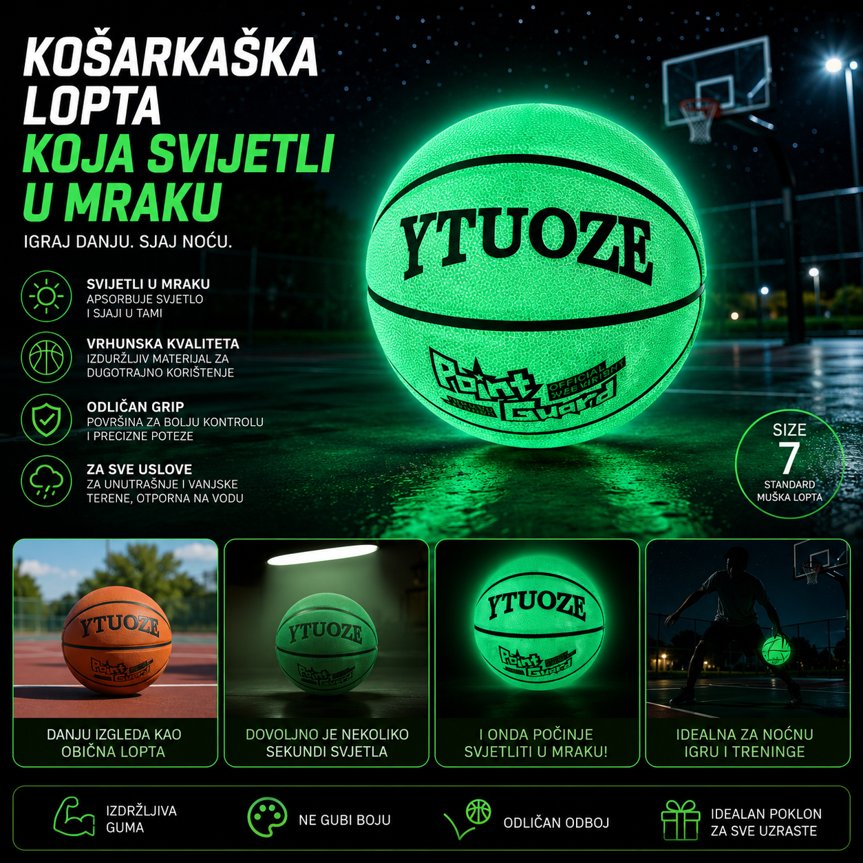 Košarkaška Lopta sa Svetlećim Efektom – Za Decu, Tinejdžere i Odrasle