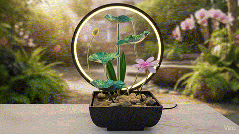 Dekorativna LED Fontana 3 Nivoa – Lotus Stil sa Prirodnim Kamenčićima