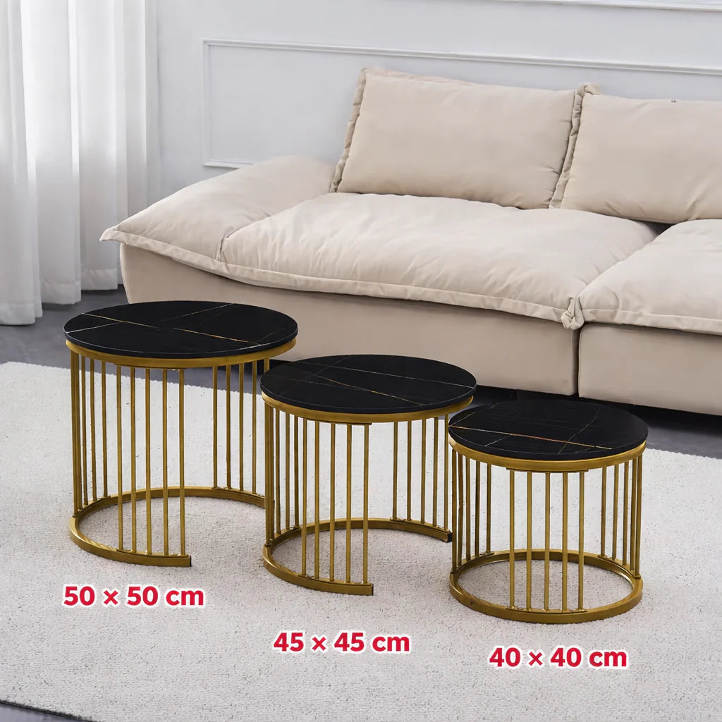 Set Stolića za Kafu MILANO 3 Kom – Imitacija Mermera, Moderan Luksuzni Dizajn