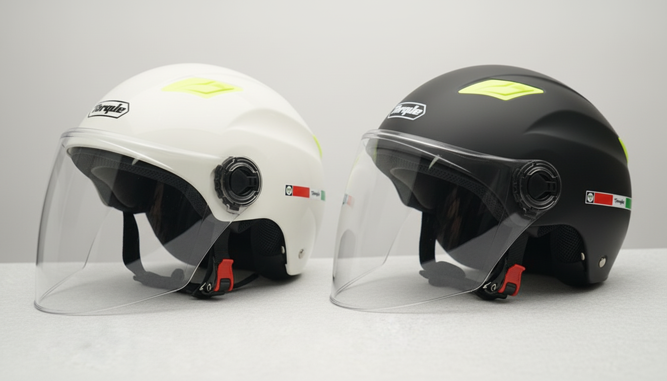 Moto Kaciga sa Vizirom – Zaštitna Kaciga za Motor i Skuter (Bela i Crna)