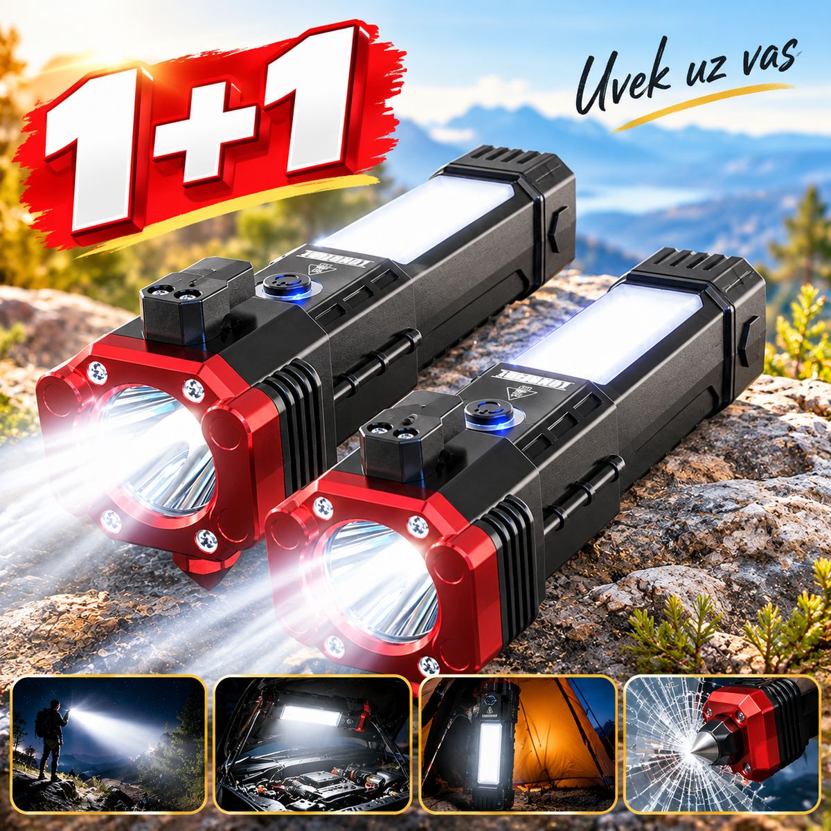 Multifunkcionalna LED Ručna Lampa 1+1 GRATIS – Prenosiva Lampa za Kuću, Auto, Radionicu i Outdoor