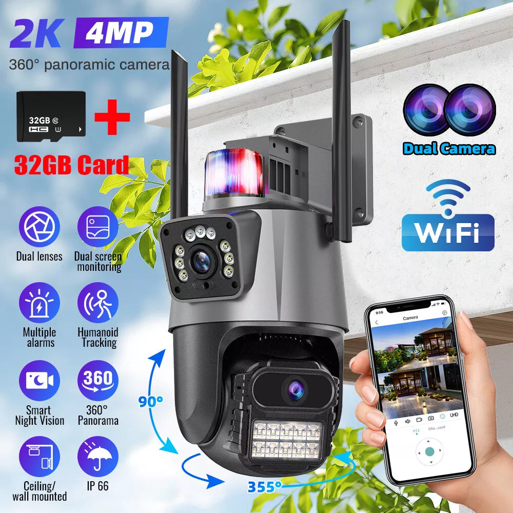 PTZ IP kamera 4K sa 2 sočiva 8x zoomom sirenom i microSD karticom 32GB