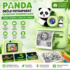 Panda Dečiji Fotoaparat sa Instant Štampom Slika – Selfi Kamera, Video Snimanje i Zabavne Igre za Decu