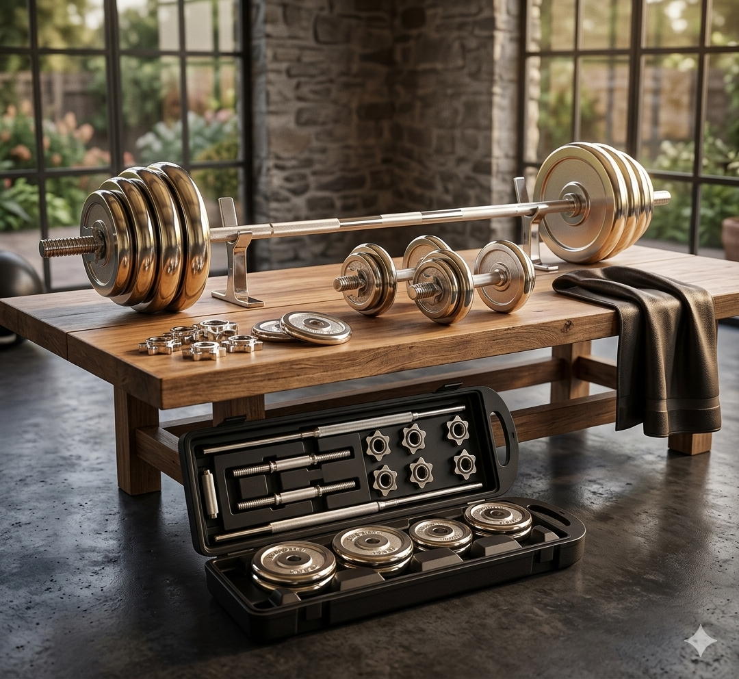 Podesivi Tegovi i Bučice 50kg sa Šipkom za Benc – Profesionalni Set za Kućni Trening i Bodybuilding