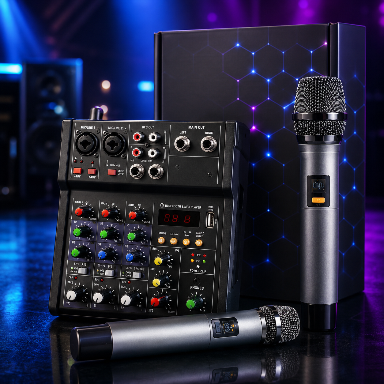 Profesionalna Mini Mikseta G4-M1 – 4 Kanala, 3-Band EQ, DSP Efekti za Studio i Live Nastupe
