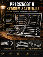 Set Brzih Ključeva 22 Kom (6–32 mm) – Profesionalni Viljuškasto-Okasti Ključevi sa Račnom za Auto i Radionicu