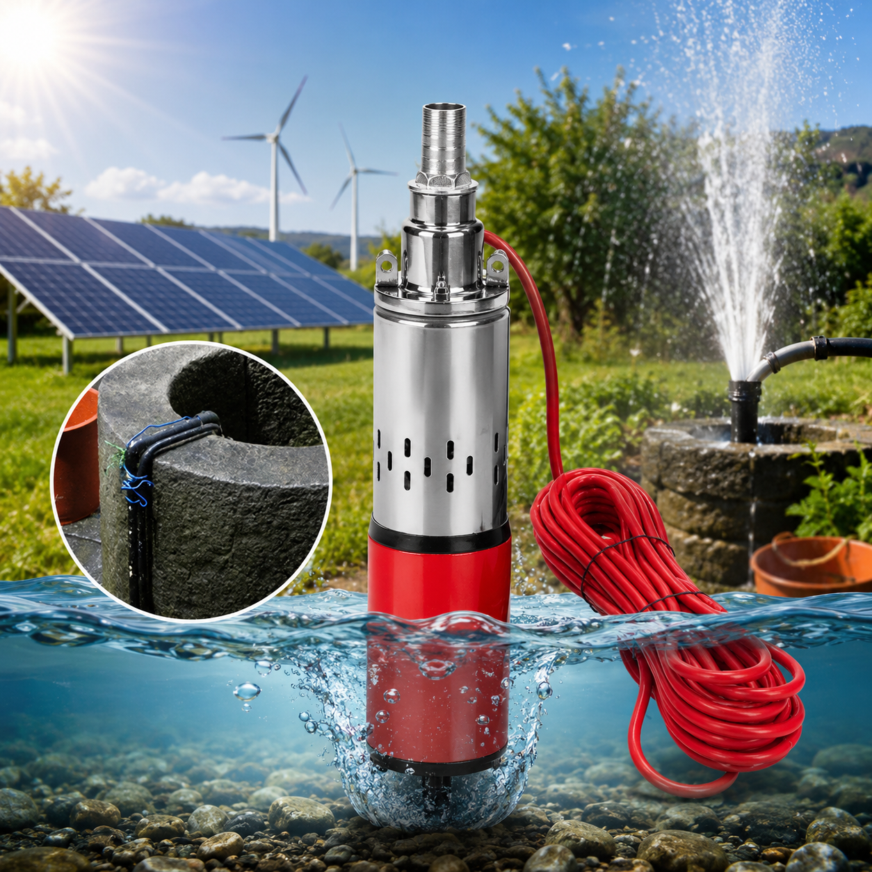 Raketa MUSTANG Mini 12V Solarna Potapajuća Pumpa – Pumpa za Bunar, Rezervoare i Navodnjavanje
