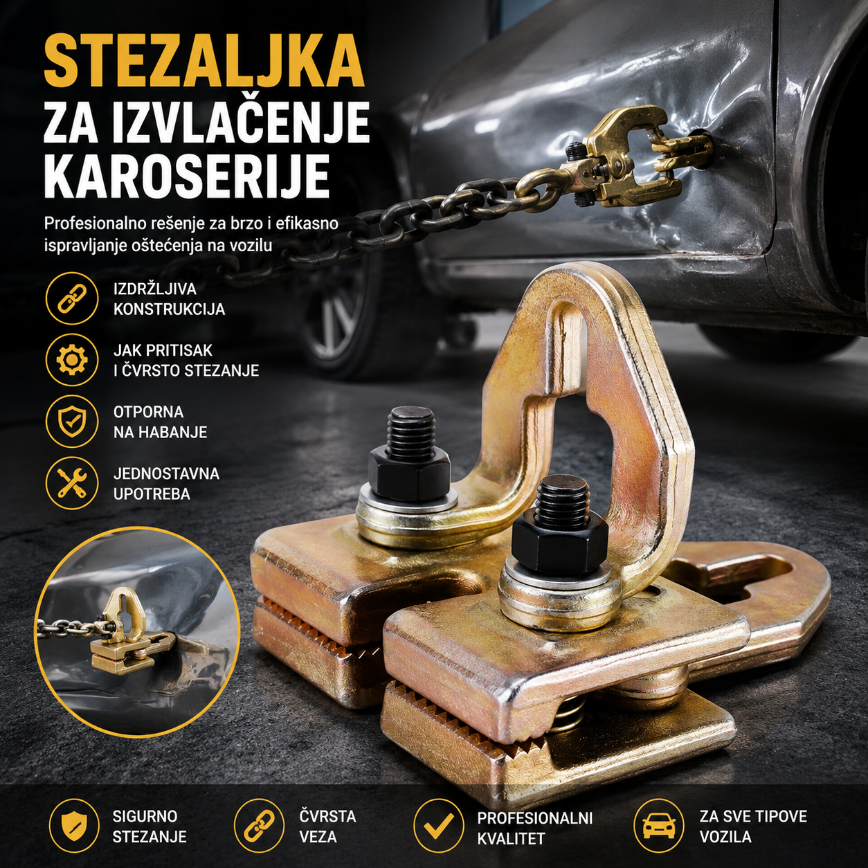 Auto Karoserijska Stezaljka za Izvlačenje – Profesionalni Limarski Alat od Kaljenog Čelika