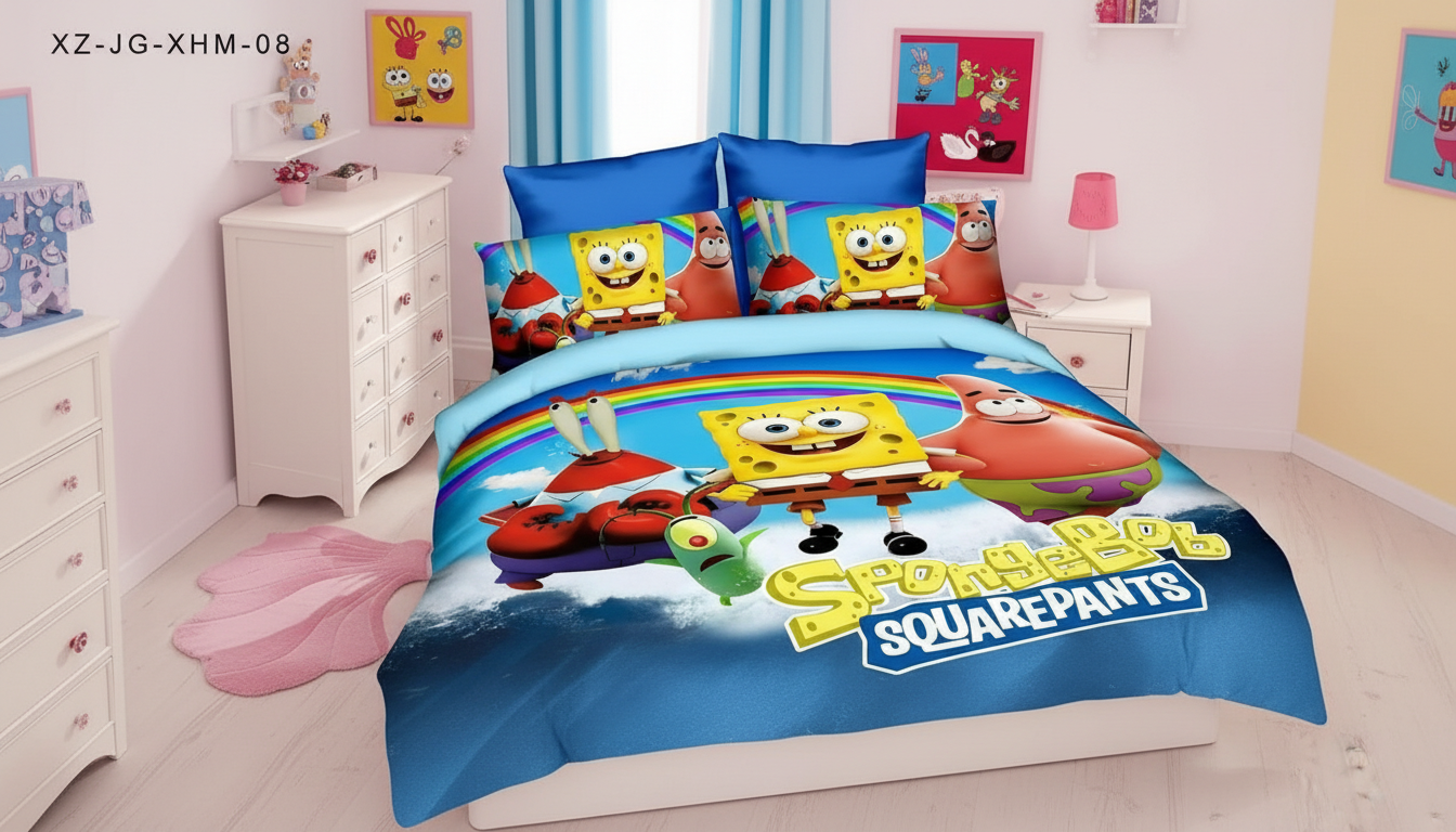 Sunđer Bob 5D Dečija Posteljina – Mekana i Šarena Posteljina za Decu