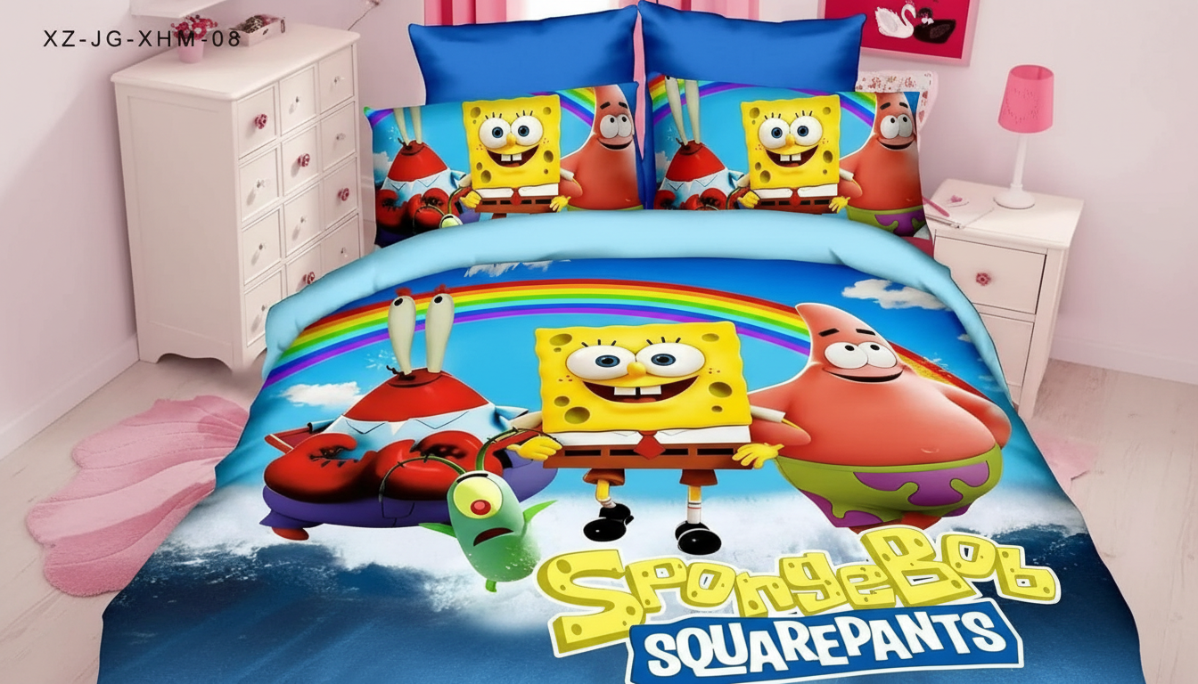Sunđer Bob 5D Dečija Posteljina – Mekana i Šarena Posteljina za Decu