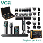 VGR Profesionalni Barber Set 4u1 – Mašinica, Trimer, Foil Brijač i Fen | Bežični Grooming Kit za Muškarce