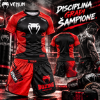Venum MMA Komplet Muški – Crveno-Crna Sportska Majica i Šorts za Boks, Kik-boks i Teretanu