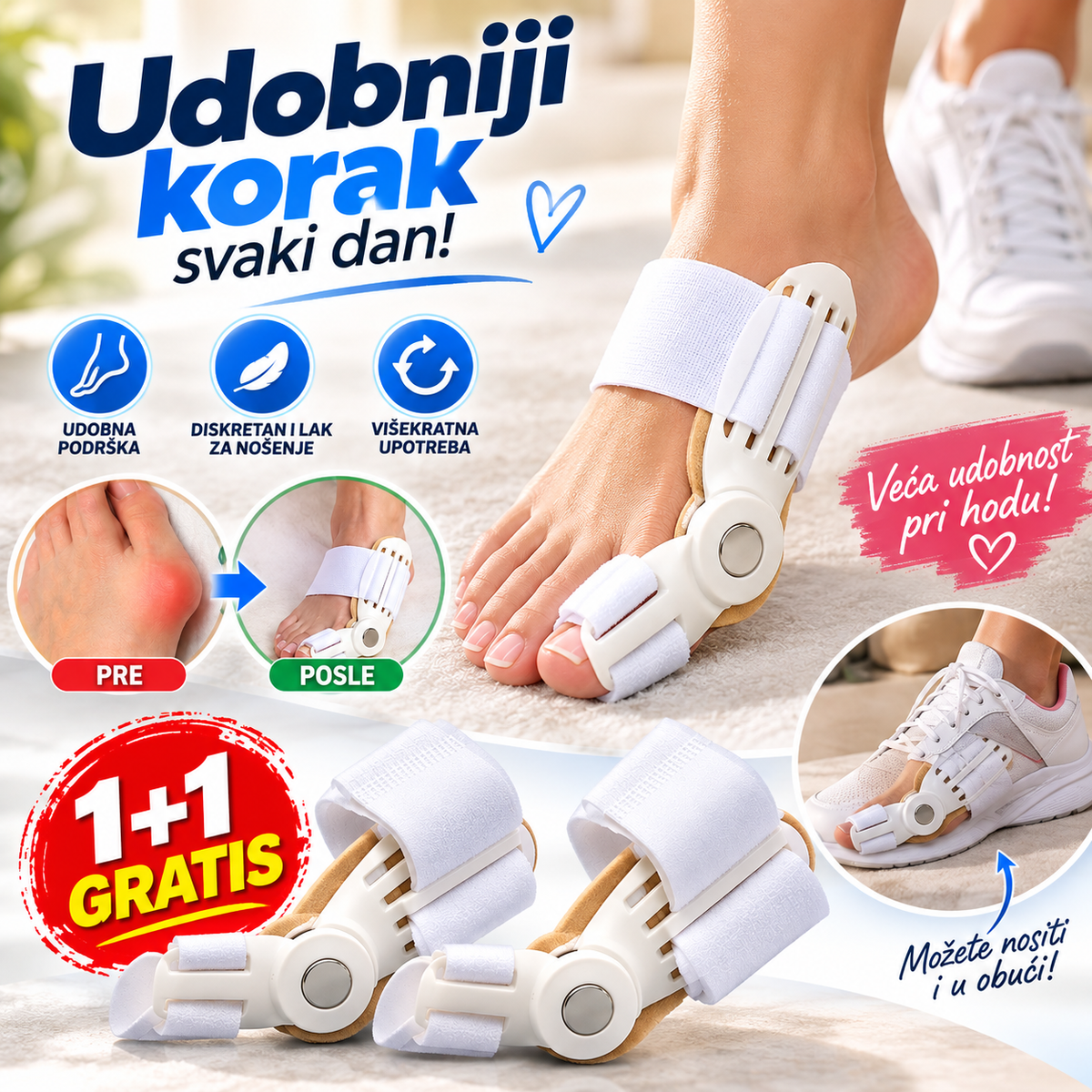 Višekratni Fiksator za Stopalo – Longeta za Čukljeve 1+1 GRATIS