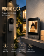 Pametno WiFi Video Zvono za Vrata sa 4.3 Inča Ekranom – Kamera, Interfon i Noćni Režim