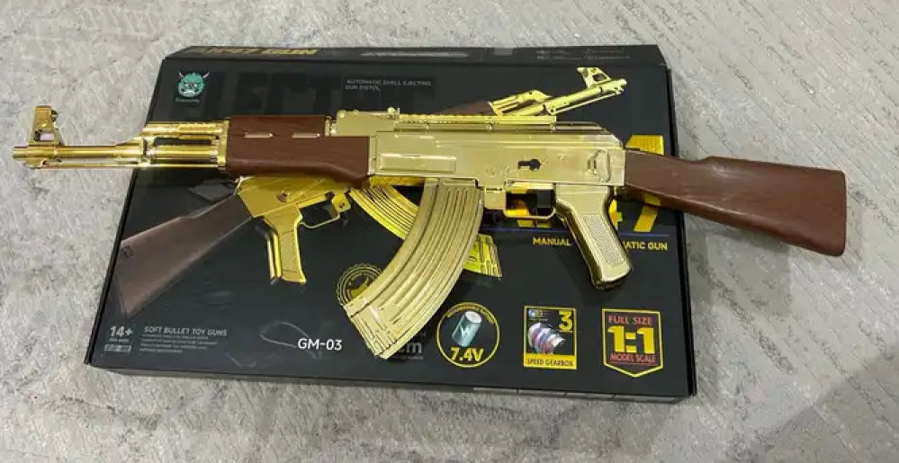 Zlatni Kalashnikov Gel Blaster – Zabavna Igračka Puška sa Vodenim Mecima za Decu