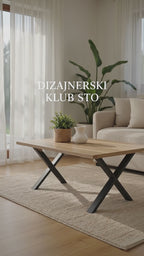 Dizajnerski Klub Sto sa X Metalnim Nogama – Stabilan i Moderan Stočić za Dnevni Boravak