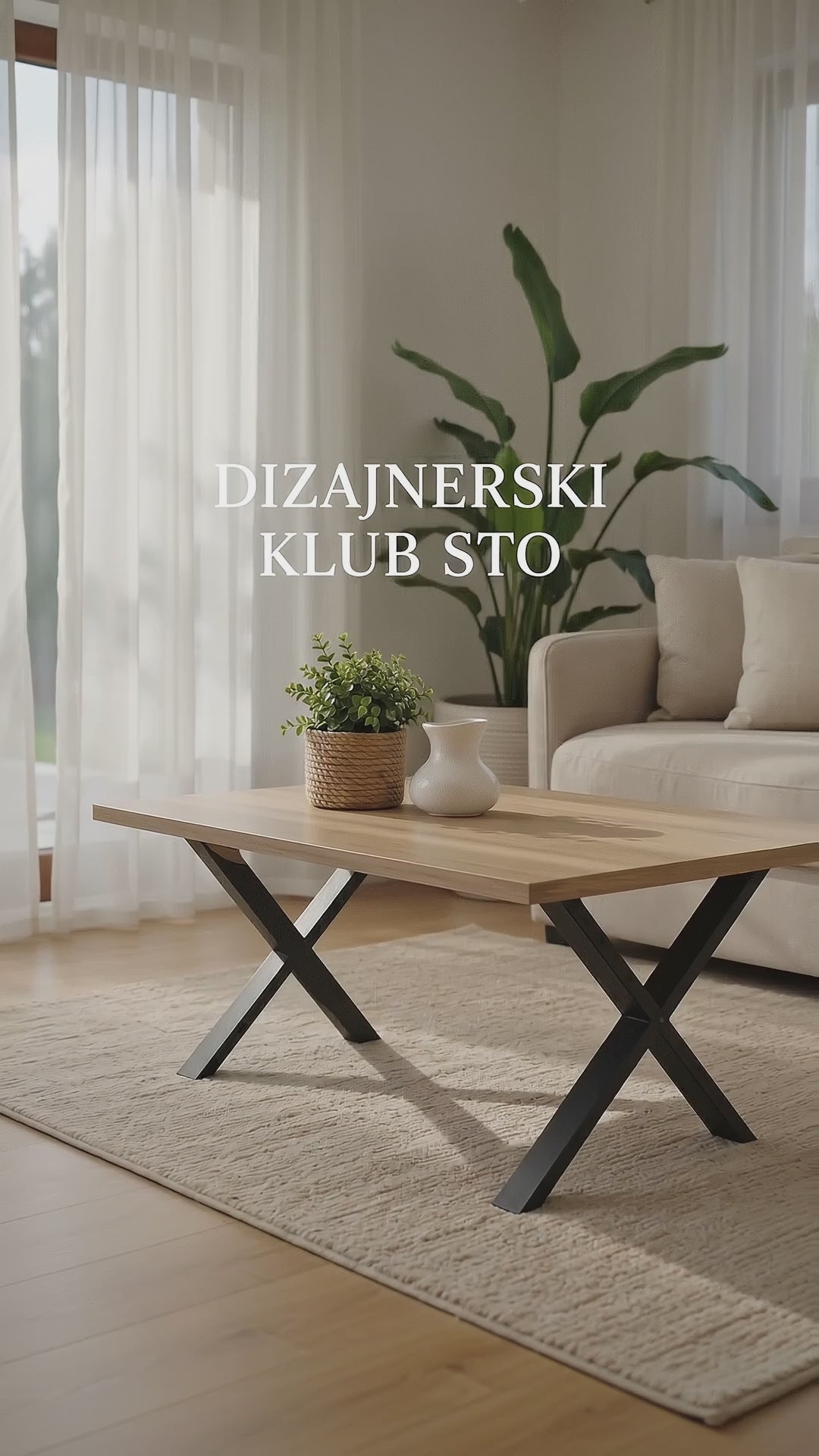 Dizajnerski Klub Sto sa X Metalnim Nogama – Stabilan i Moderan Stočić za Dnevni Boravak