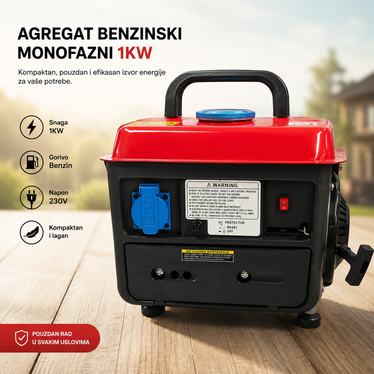agregat, benzinski agregat, monofazni agregat, agregat 1kw, generator struje, prenosivi generator, generator 230v, agregat za kuću, agregat za vikendicu, agregat za kampovanje, agregat za gradilište, rezervni izvor struje, mali agregat, benzinski generator, agregat za nestanak struje, generator za alat, generator za rasvetu, generator za pumpe, prenosiv agregat, kućni agregat, električni generator, agregat Srbija, baštenski agregat, kamp oprema, alati i oprema