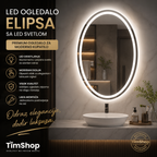 LED Ogledalo Elipsa sa Grejačem protiv Magljenja i LED Svetlom 50 × 70 cm