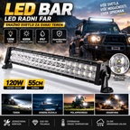 LED Bar 55cm 120W – LED Radni Far za Auto, SUV, Kamion, Traktor i Terenska Vozila