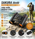 Dvogled Sakura 30x60 – Day & Night Vision, 126m/1000m, Binokular za Lov, Planinarenje i Posmatranje Prirode
