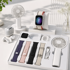 Pametni Sat D96 Plus – Smart Watch Set sa 7 Narukvica, Bežičnim Slušalicama i Mini Ventilatorom | Bluetooth Pozivi i Praćenje Zdravlja